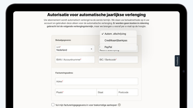 Vul je betalingsgegevens in
