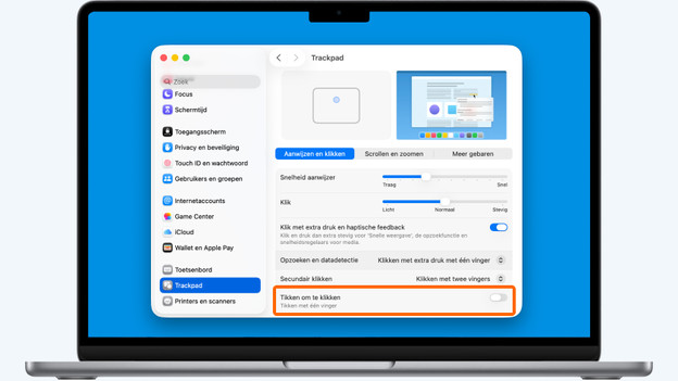 Systeemvoorkeuren en Trackpad