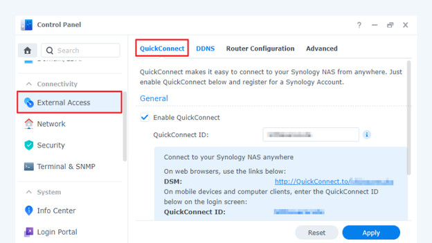 QuickConnect instellen op Synology NAS