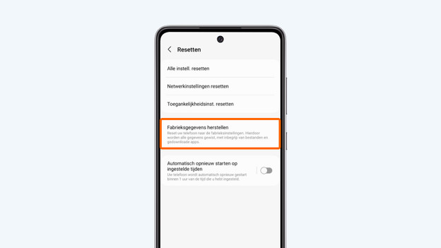 Fabrieksgegevens herstellen optie