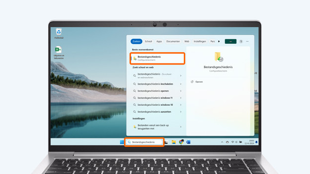 Typ in de zoekbalk ‘Bestandsgeschiedenis’.