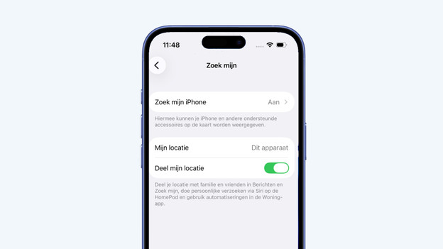 Check of Zoek mijn op Aan staat