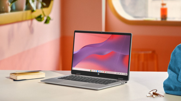 Chromebook op een tafel. 