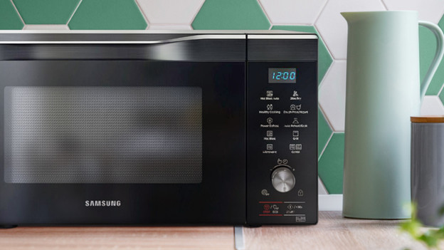 Small microwave on counter