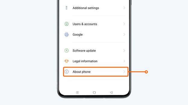 2. Scroll down and click About phone.