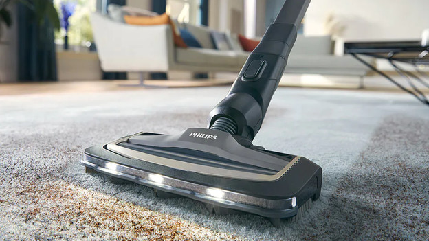 Dry vacuuming on carpet and hard floors