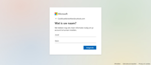 Microsoft inlogscherm