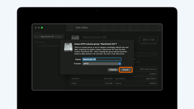 Erasing the boot drive