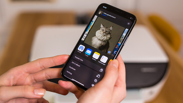 Open het bestand dat je wil afdrukken en klik op het icoontje voor 'delen'