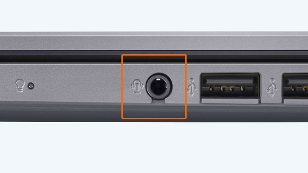 3,5 mm aansluiting op een laptop. 