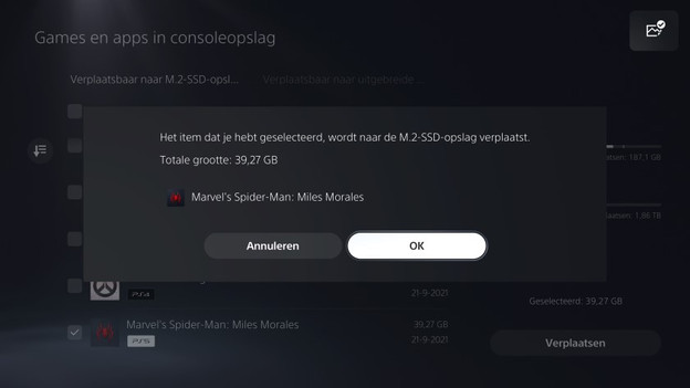 Interne opslag: ongeveer 2 minuten