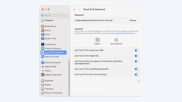 Magic Keyboard: Touch ID instellingen