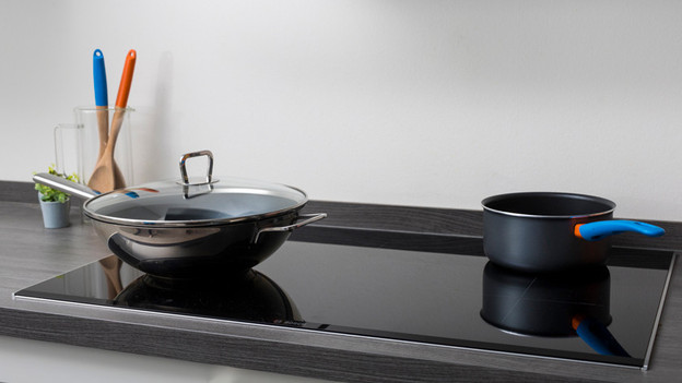 Pans on an induction cooktop