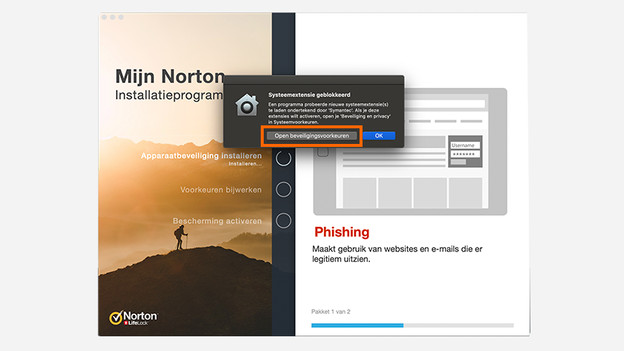 Open beveiligingsvoorkeuren