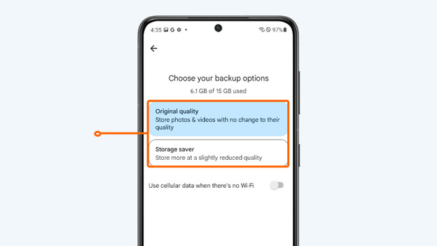 choosing Google Photos quality