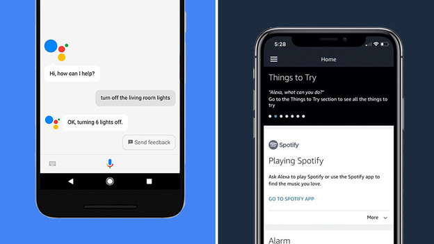 De Google Assistent app en Amazon Alexa app