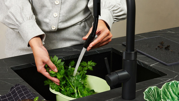 Groenten schoonspoelen Quooker kraan