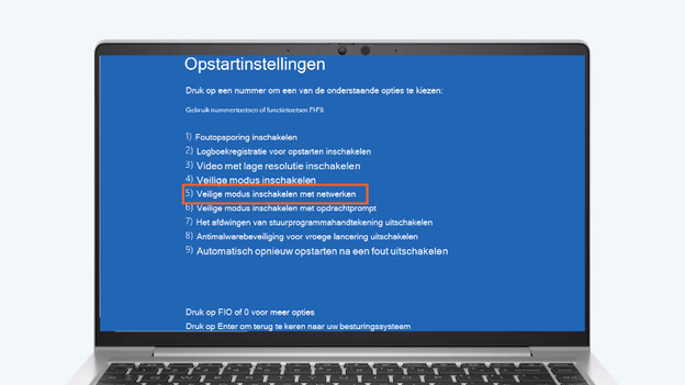 Kies voor Veilige modus met netwerkmogelijkheden.