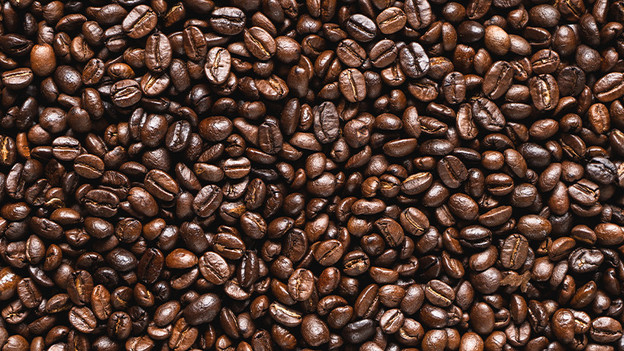 Dark-roasted coffee beans