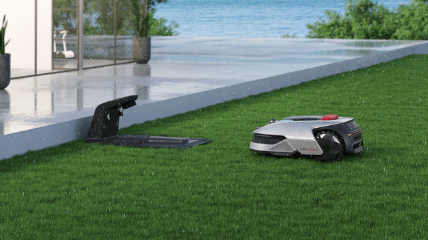 Dreame robotmaaier bij het laadstation