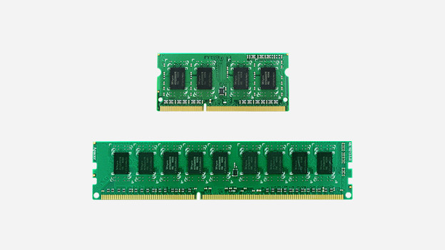 A small RAM module and a large RAM module depicted below each other.