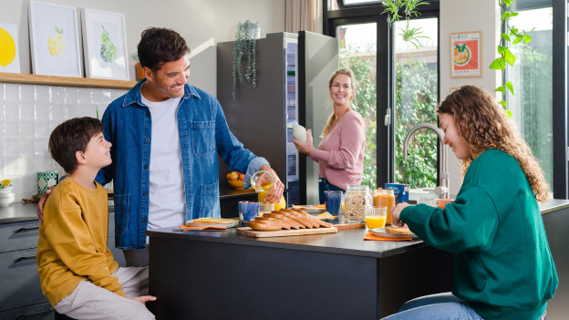Family in kitchen