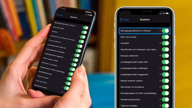 Schakel 'Bewegingskalibratie en afstand' in.