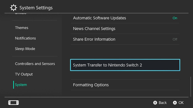 Ga op je oude Nintendo Switch naar 'Instellingen'