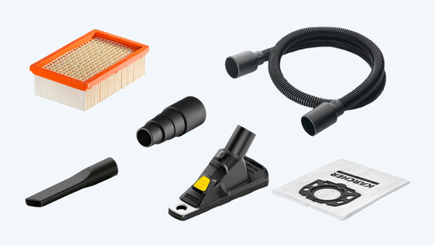 Accessories for construction vacuums, such as vacuum cleaner bags, attachments, and a filter