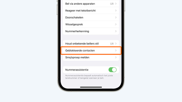 Druk op 'Geblokkeerde contacten'