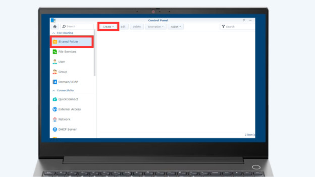 Create shared folder in Synology DSM