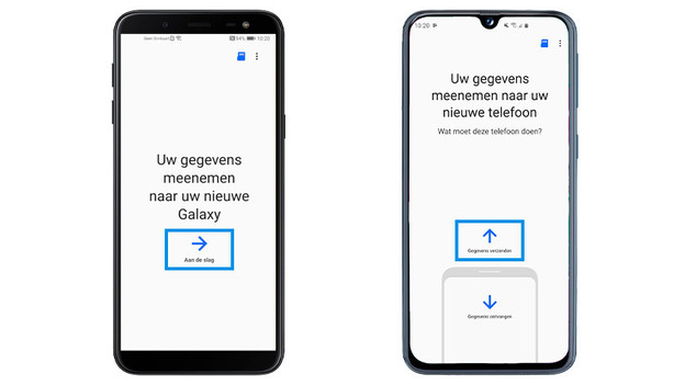 Stap 2: selecteer 'Gegevens verzenden' op je oude toestel en 'Gegevens ontvangen' op je nieuwe toestel.