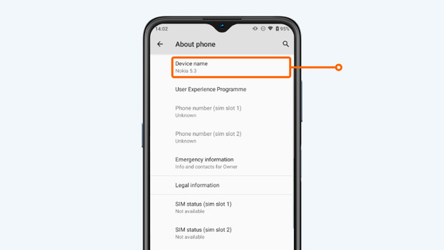 3. Under the device name, you see which Nokia smartphone you have.