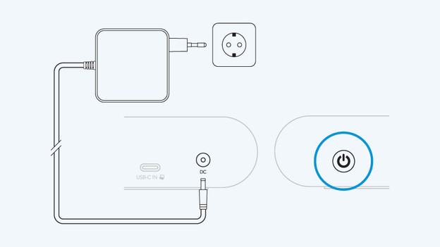 Stap 1a: sluit het dock aan op het stroomnetwerk
