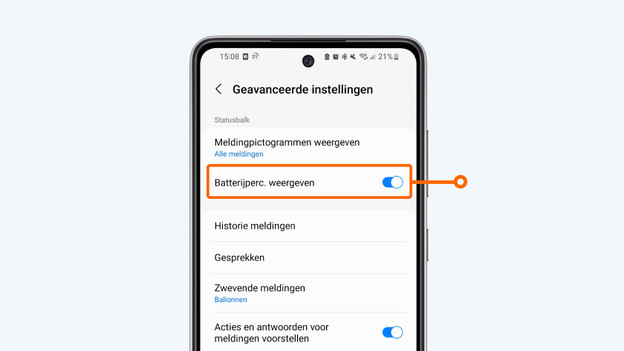Batterijpercentage instellen