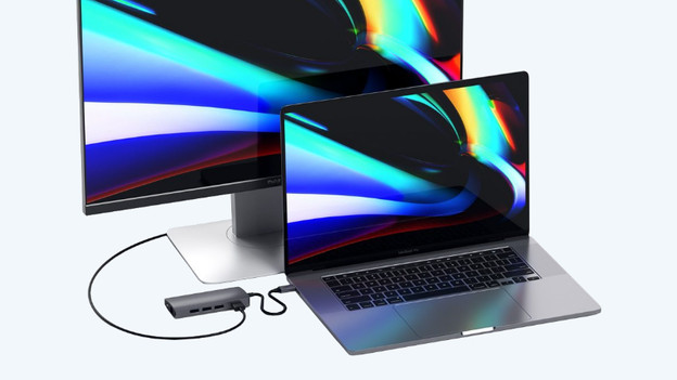 MacBook verbonden met monitor via Satechi converter
