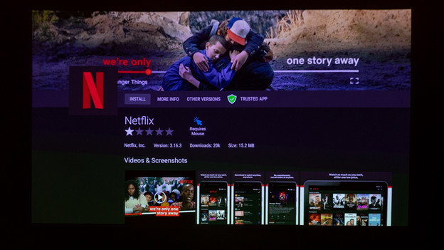 Netflix beginscherm Optoma