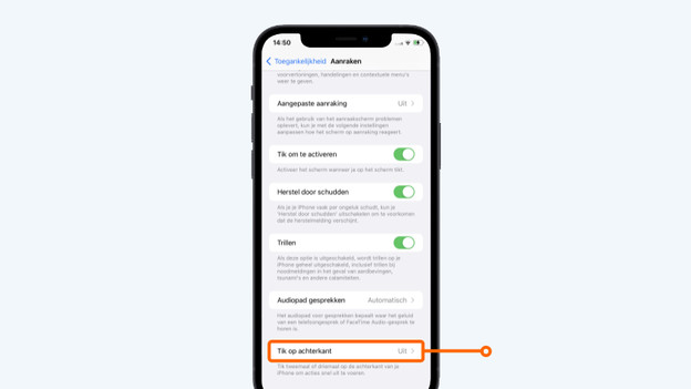 Tik op 'Tik op achterkant'
