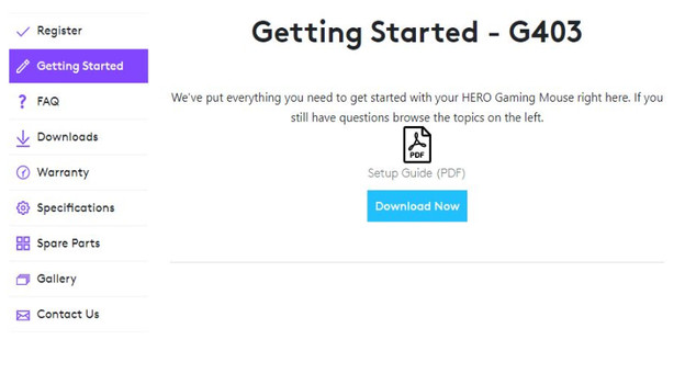 The support page will open