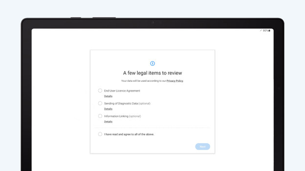 Samsung tablet installation