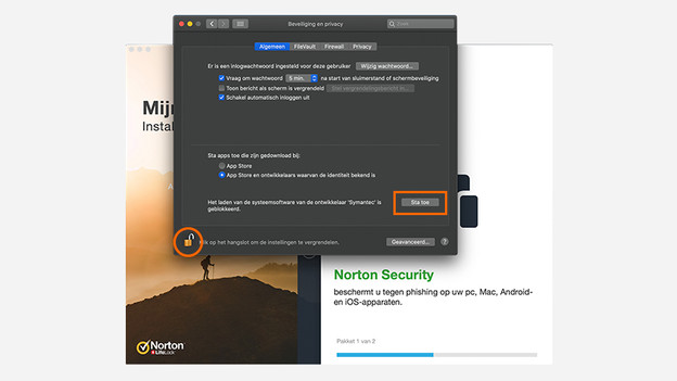 Klik op het slotje en sta toe