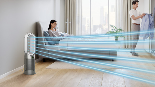 Dyson air purifier in bedroom