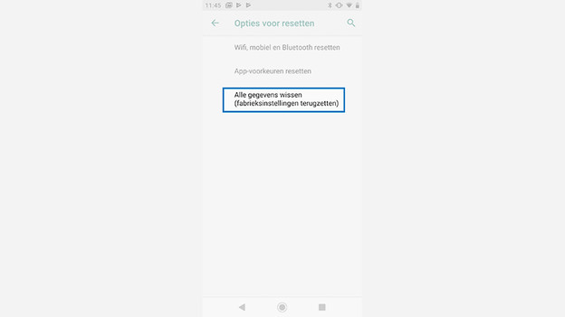 Android One telefoon resetten