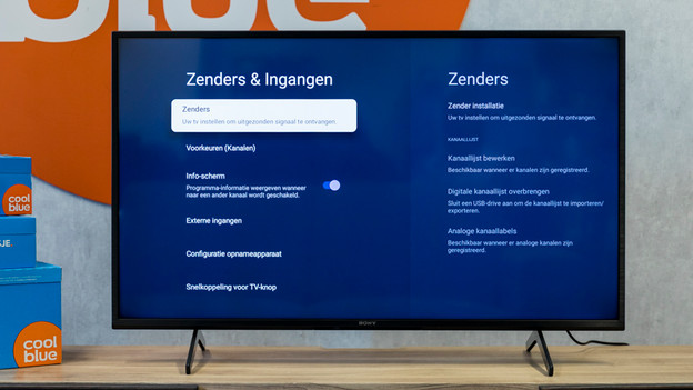 Sony tv zenders en ingangen
