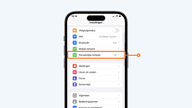 Tik op 'Persoonlijke Hotspot'.