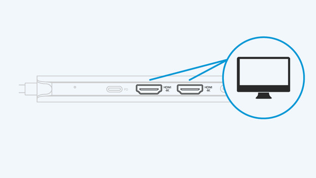 Stap 3a: sluit de monitoren aan op het dock