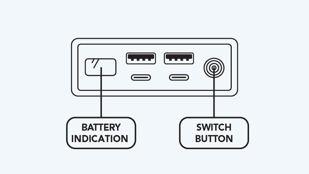 bluebuilt powerbank scherm