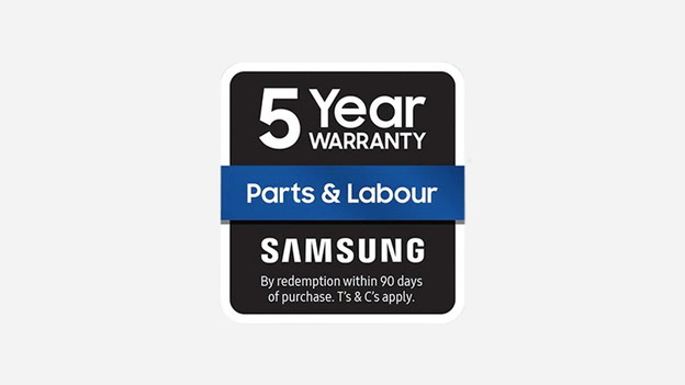 5 year warranty Samsung logo