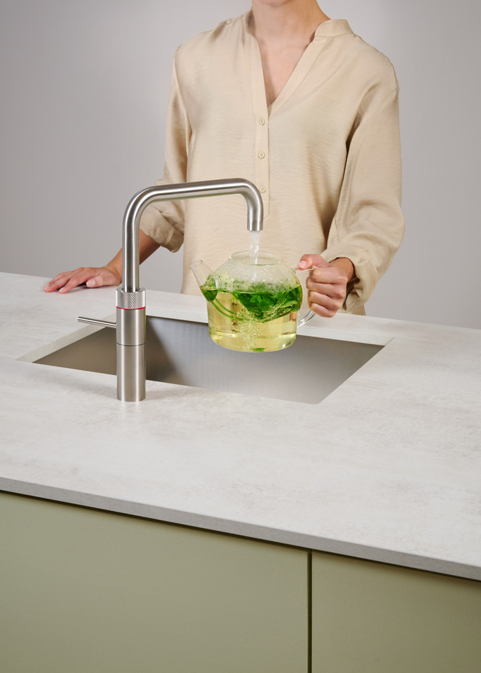 Quooker COMBI+ and Quooker Fusion Square Stainless Steel product in use