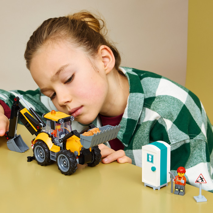 LEGO City Yellow Backhoe Loader 60480 product in use